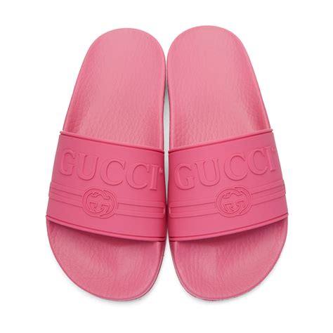 gucci pink pool slides|fluffy Gucci slides.